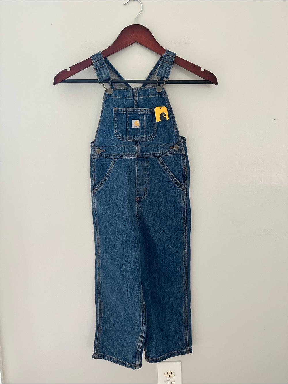 Carhartt Toddler Classic Blue Denim Overalls with Brass Hardware - Picture 2 of 7